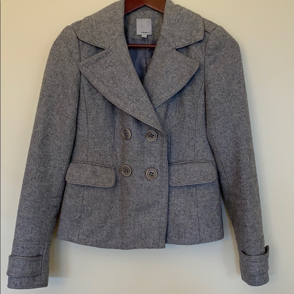 Short gray pea coat. Perfect for spring!